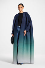 Ombre Pleated Open Abaya - Rainforest Mist