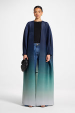 Ombre Pleated Open Abaya - Rainforest Mist