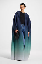 Ombre Pleated Open Abaya - Rainforest Mist