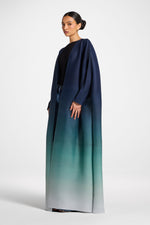 Ombre Pleated Open Abaya - Rainforest Mist