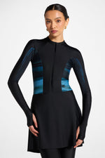 One Piece Full Body Swimsuit - Black/Print