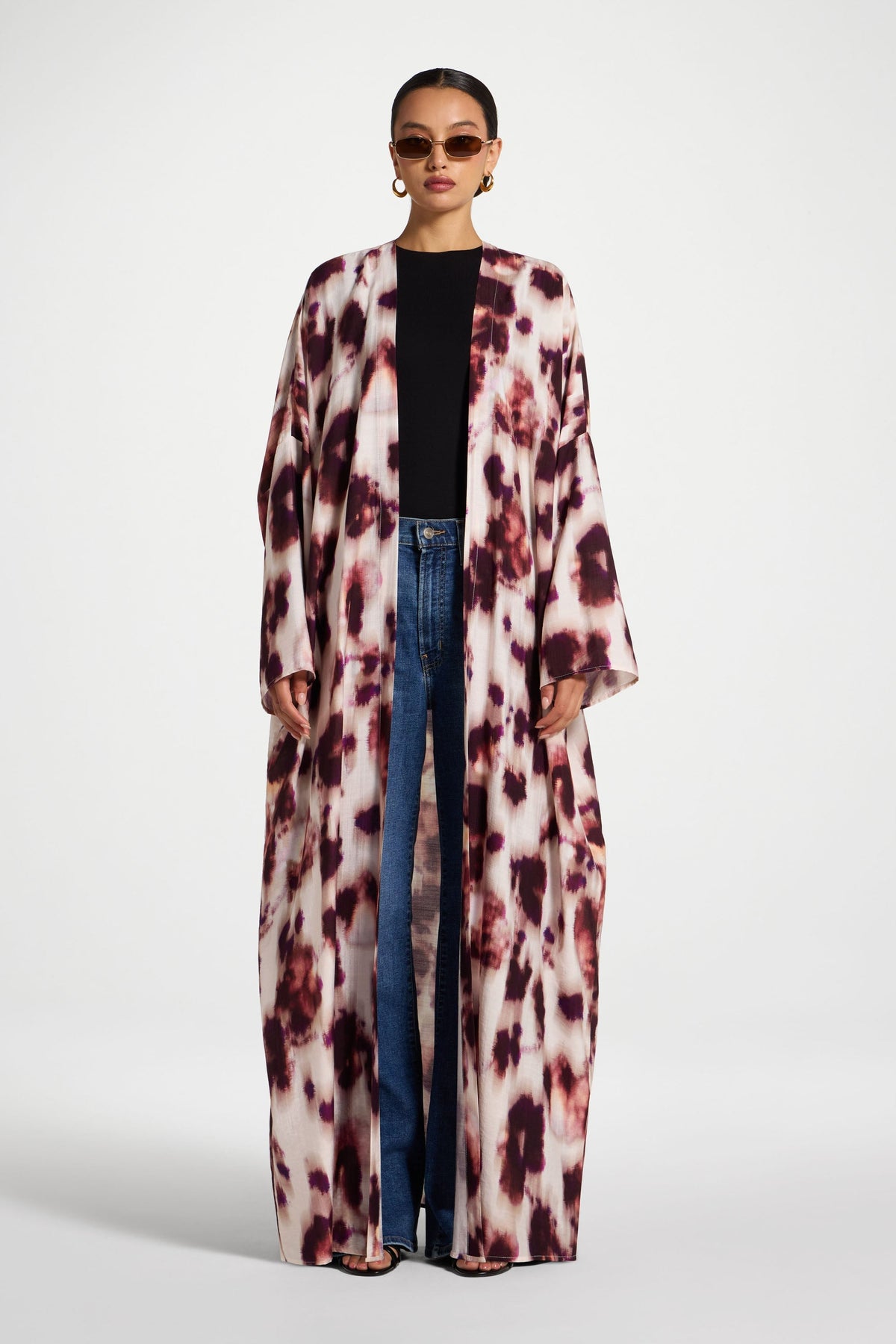Open Abaya - Spotted Plum