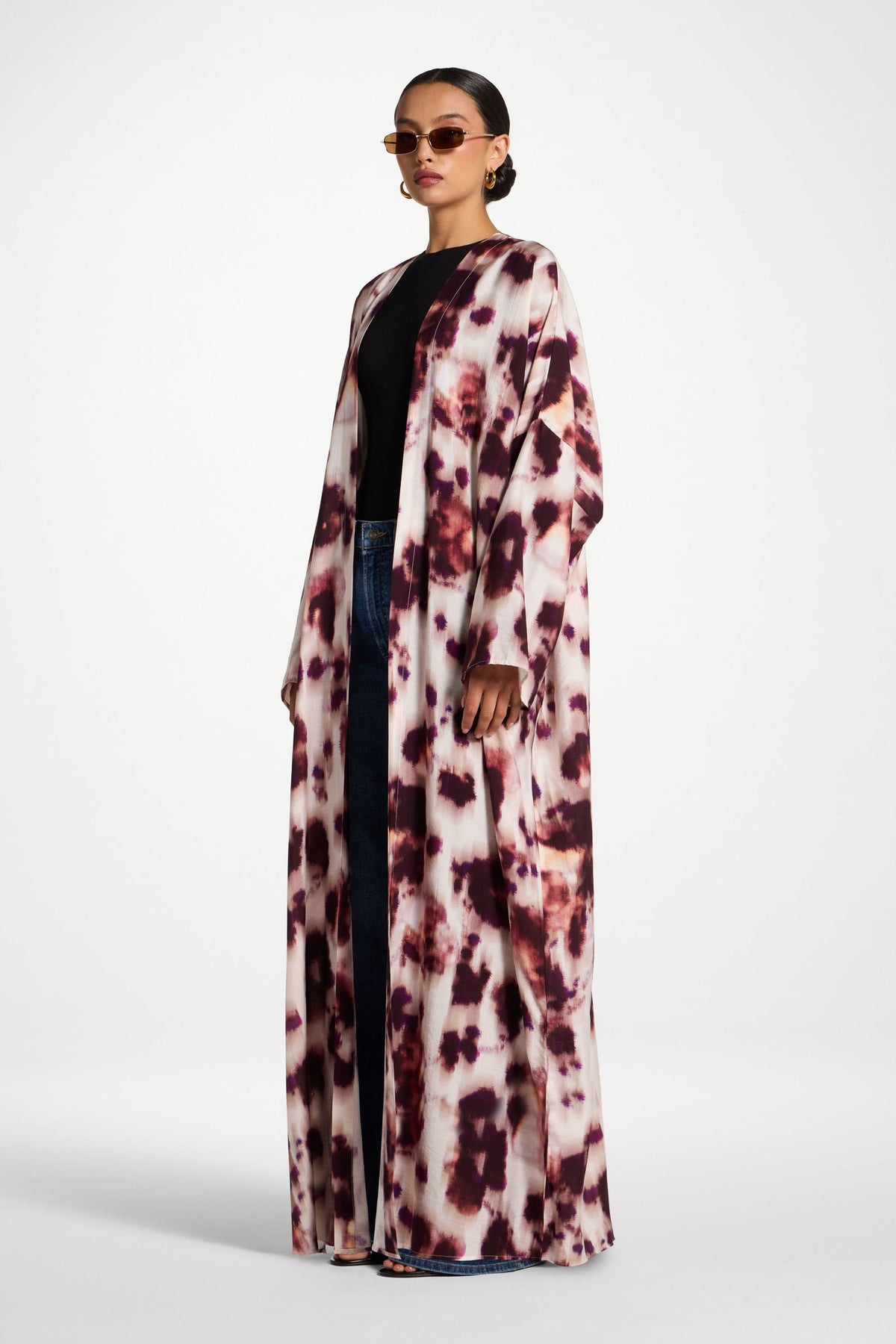 Open Abaya - Spotted Plum