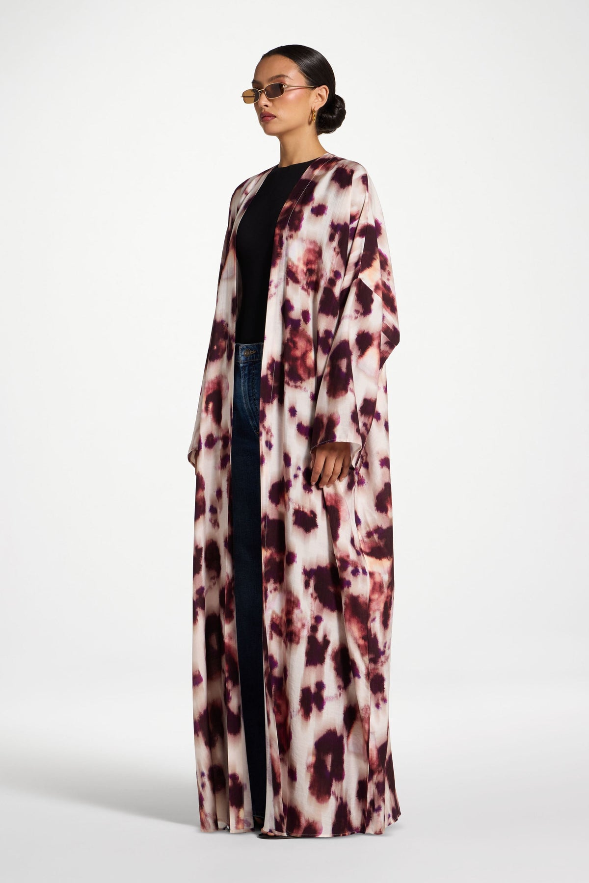 Open Abaya - Spotted Plum
