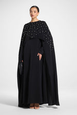Pearl Cape Maxi Dress - Black