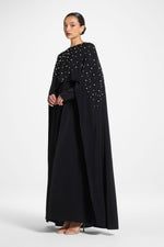 Pearl Cape Maxi Dress - Black