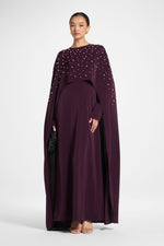 Pearl Cape Maxi Dress - Chocolate Plum