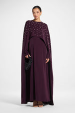 Pearl Cape Maxi Dress - Chocolate Plum