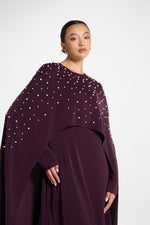 Pearl Cape Maxi Dress - Chocolate Plum