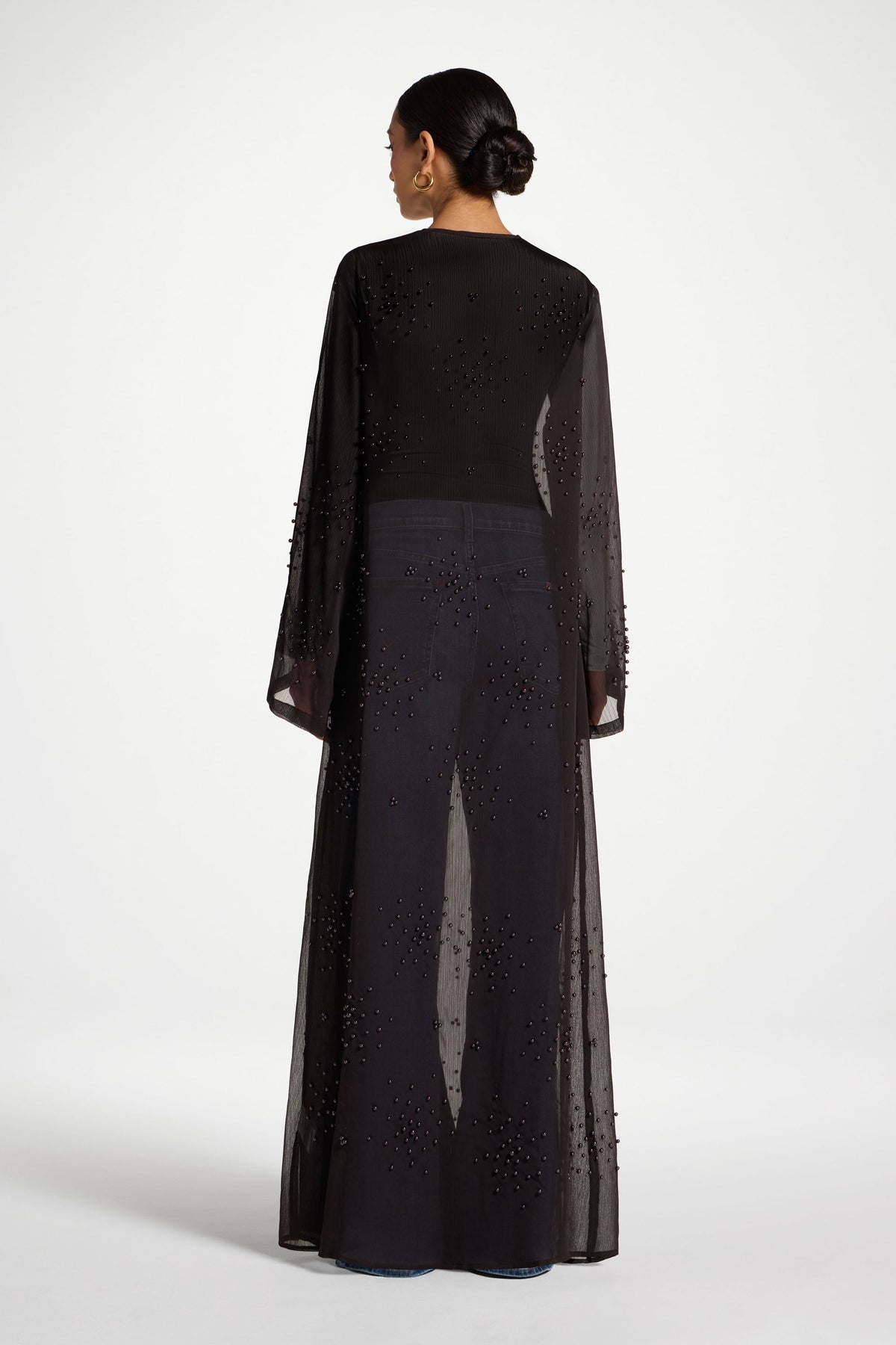 Pearl Embellished Open Abaya - Cove