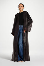 Pearl Embellished Open Abaya - Cove