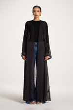 Pearl Embellished Open Abaya - Cove