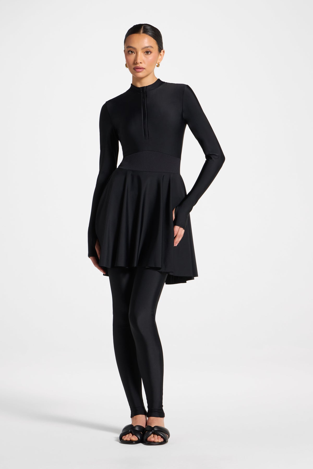 Peplum Swimsuit Tunic - Black
