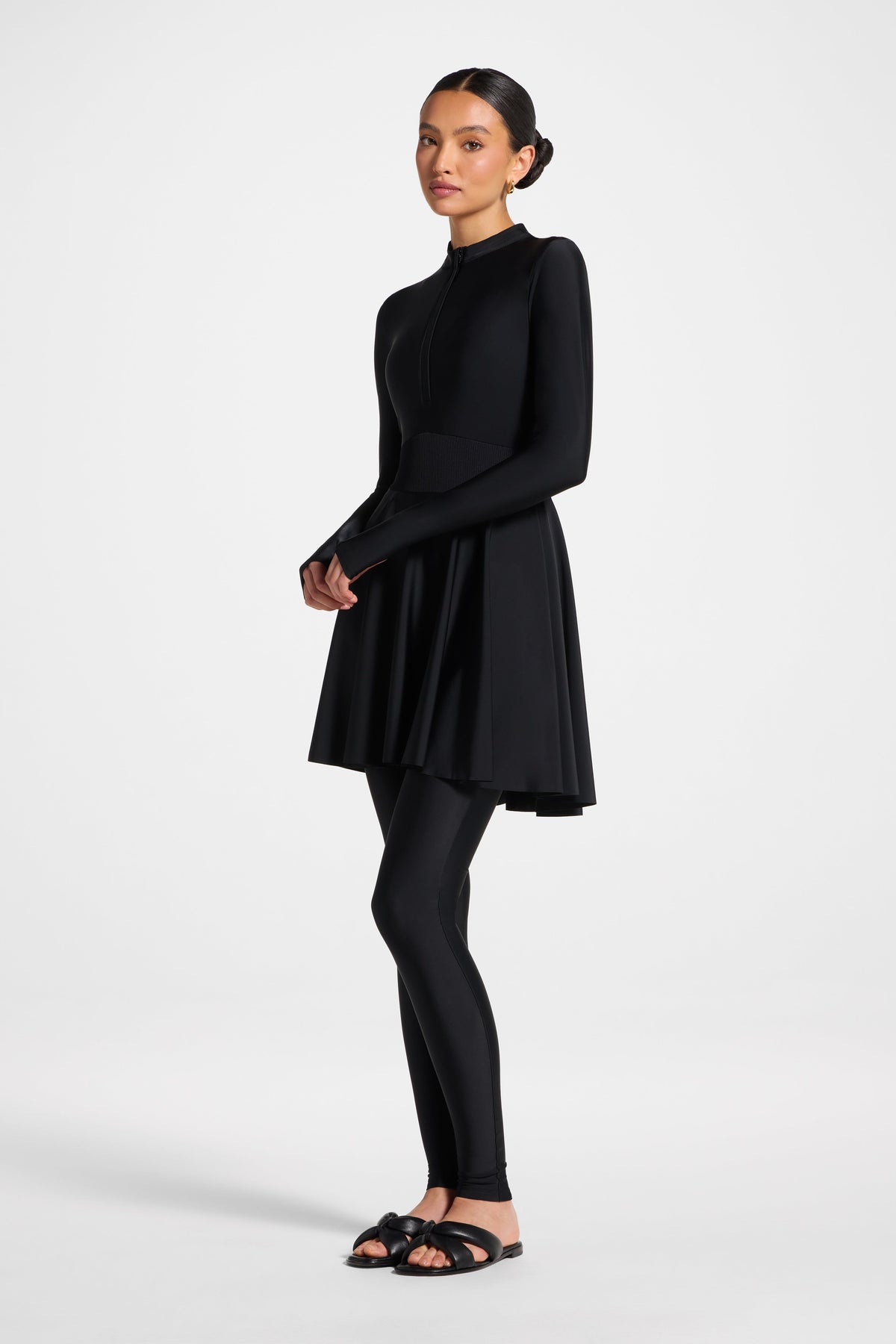 Peplum Swimsuit Tunic - Black