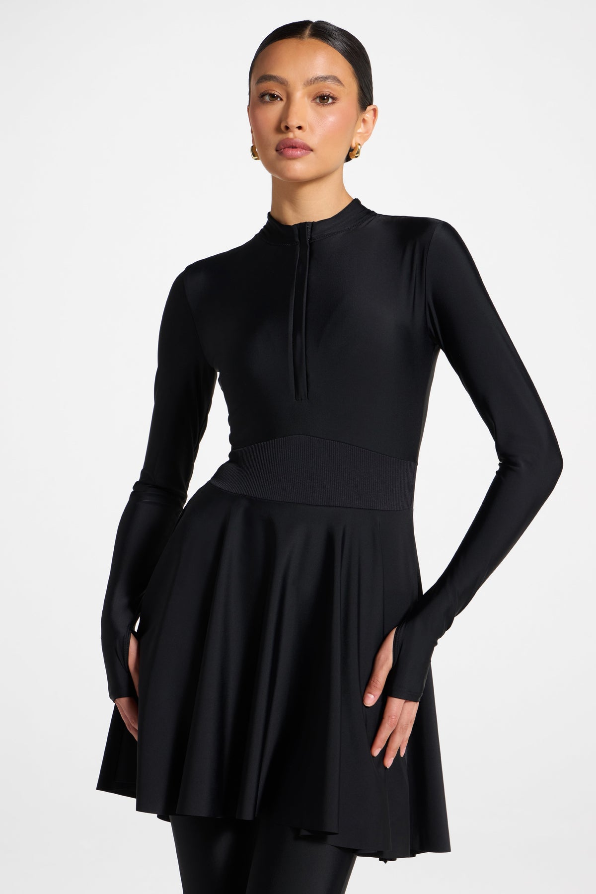 Peplum Swimsuit Tunic - Black