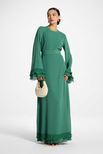 Plisse Sleeve Maxi Dress - Basil