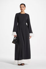 Plisse Sleeve Maxi Dress - Black