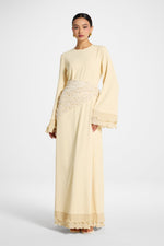 Plisse Sleeve Maxi Dress - Custard