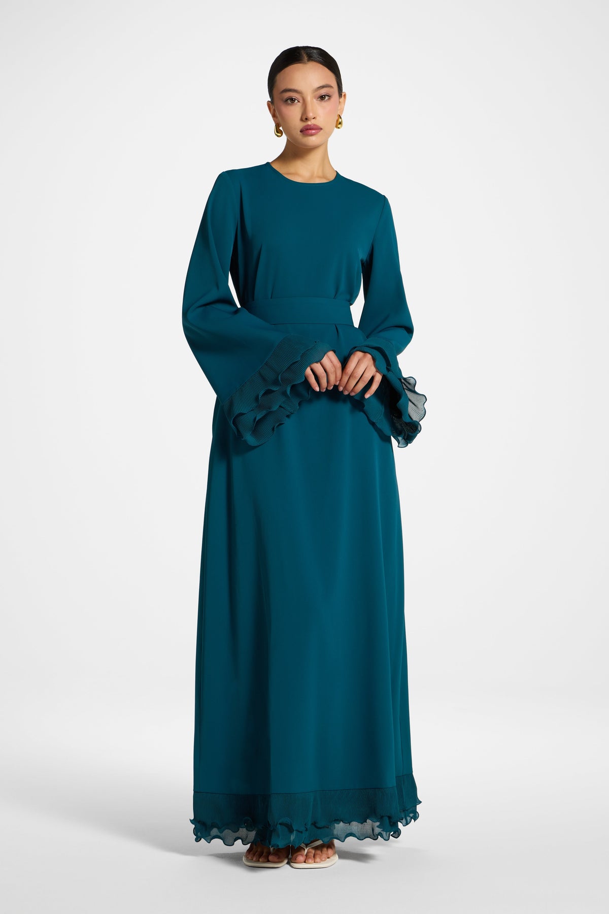 Plisse Sleeve Maxi Dress - Deep Sea