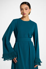 Plisse Sleeve Maxi Dress - Deep Sea