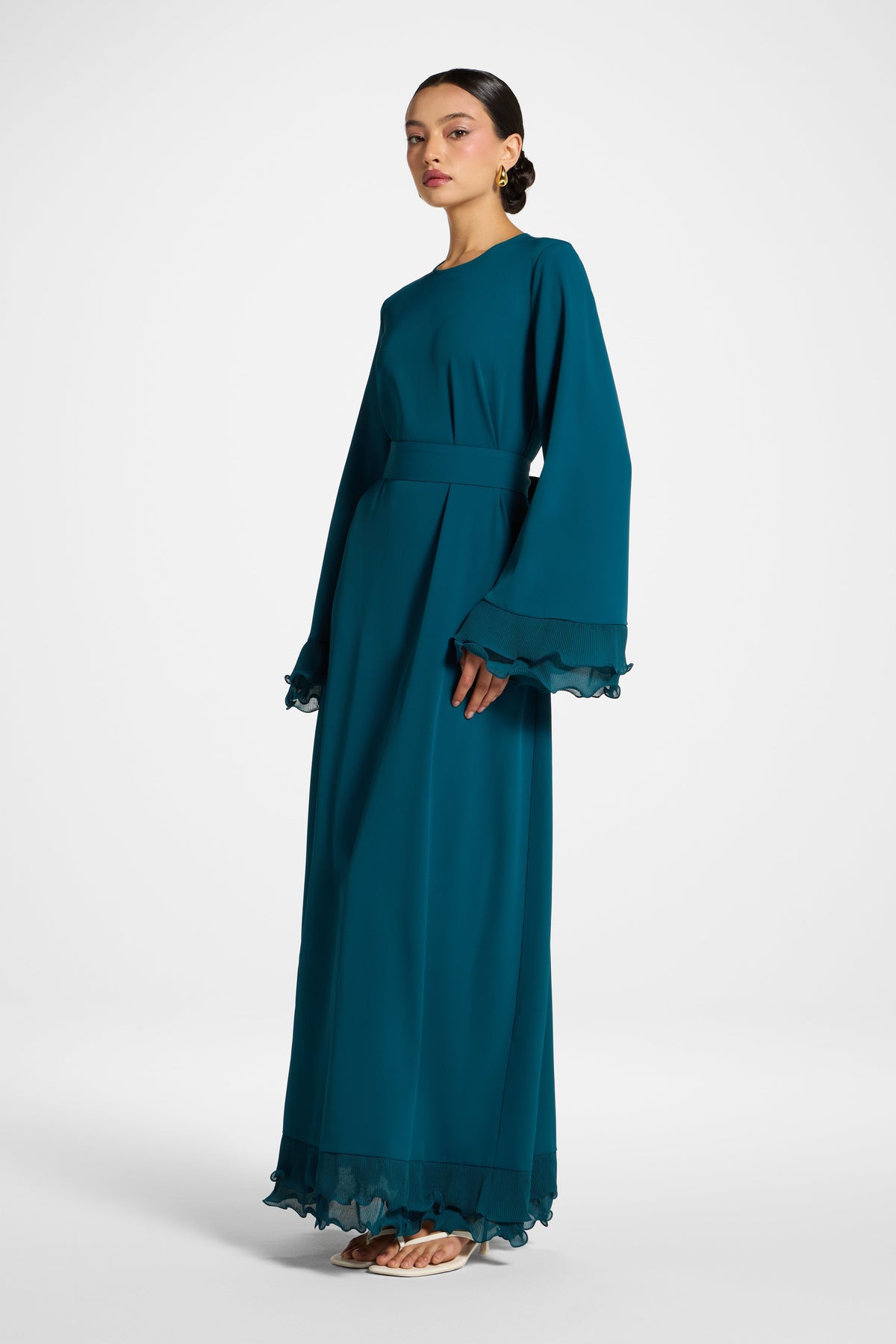 Plisse Sleeve Maxi Dress - Deep Sea