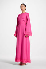 Plisse Sleeve Maxi Dress - Pink