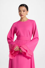 Plisse Sleeve Maxi Dress - Pink
