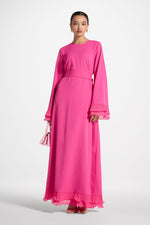 Plisse Sleeve Maxi Dress - Pink