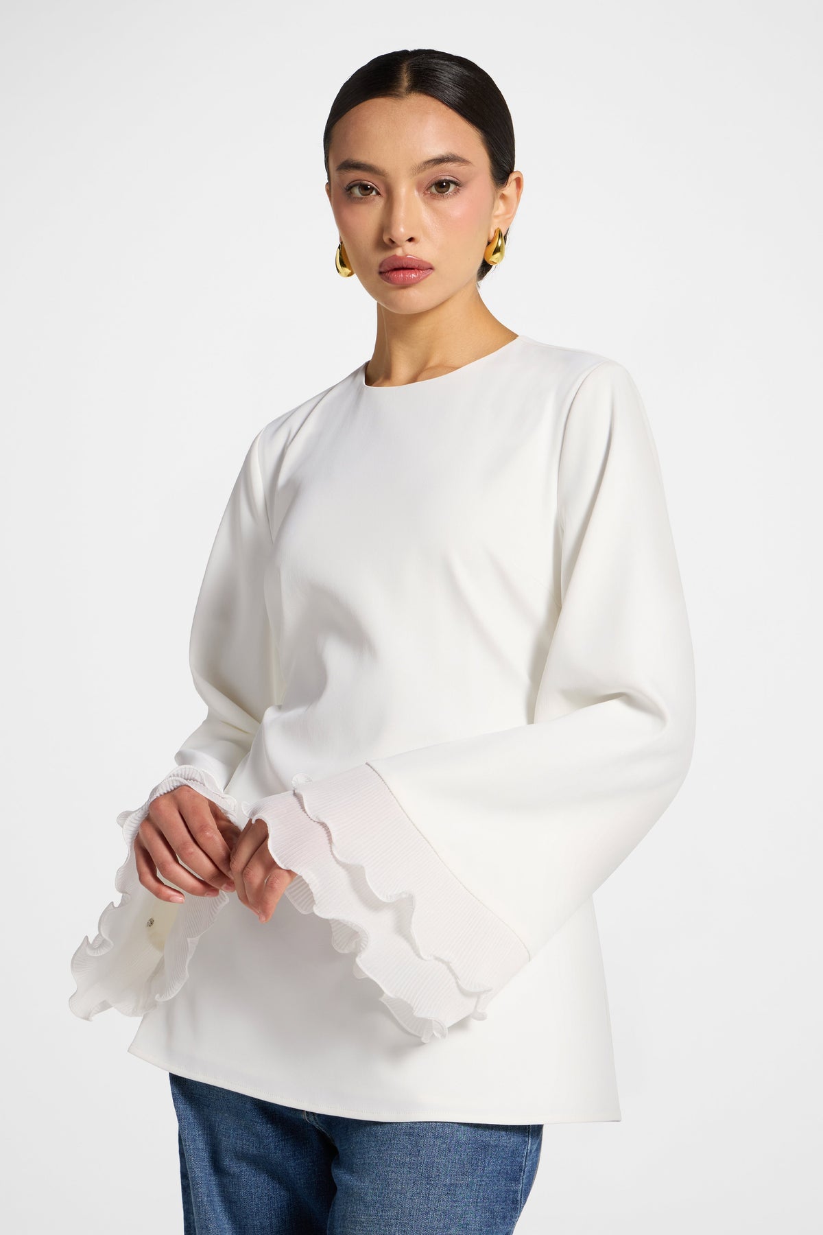 Plisse Top - White