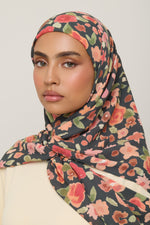 Printed Chiffon Hijab - Black Ditsy Floral