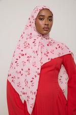 Printed Chiffon Hijab - Pink Floral Ditsy