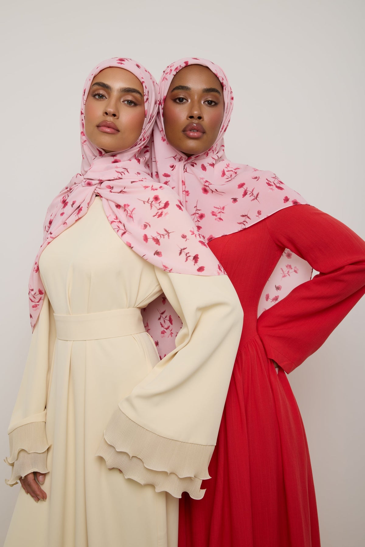 Printed Chiffon Hijab - Pink Floral Ditsy