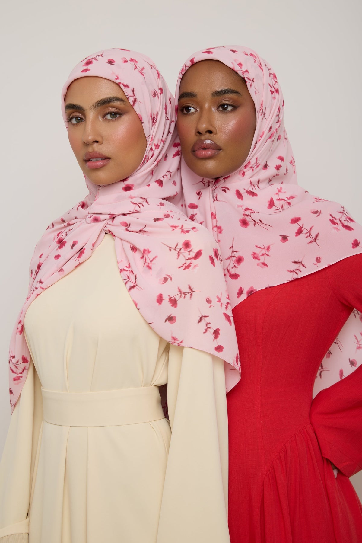 Printed Chiffon Hijab - Pink Floral Ditsy