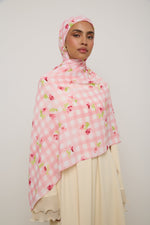 Printed Chiffon Hijab - Pink Picnic