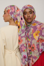 Printed Chiffon Hijab - Purple Floral