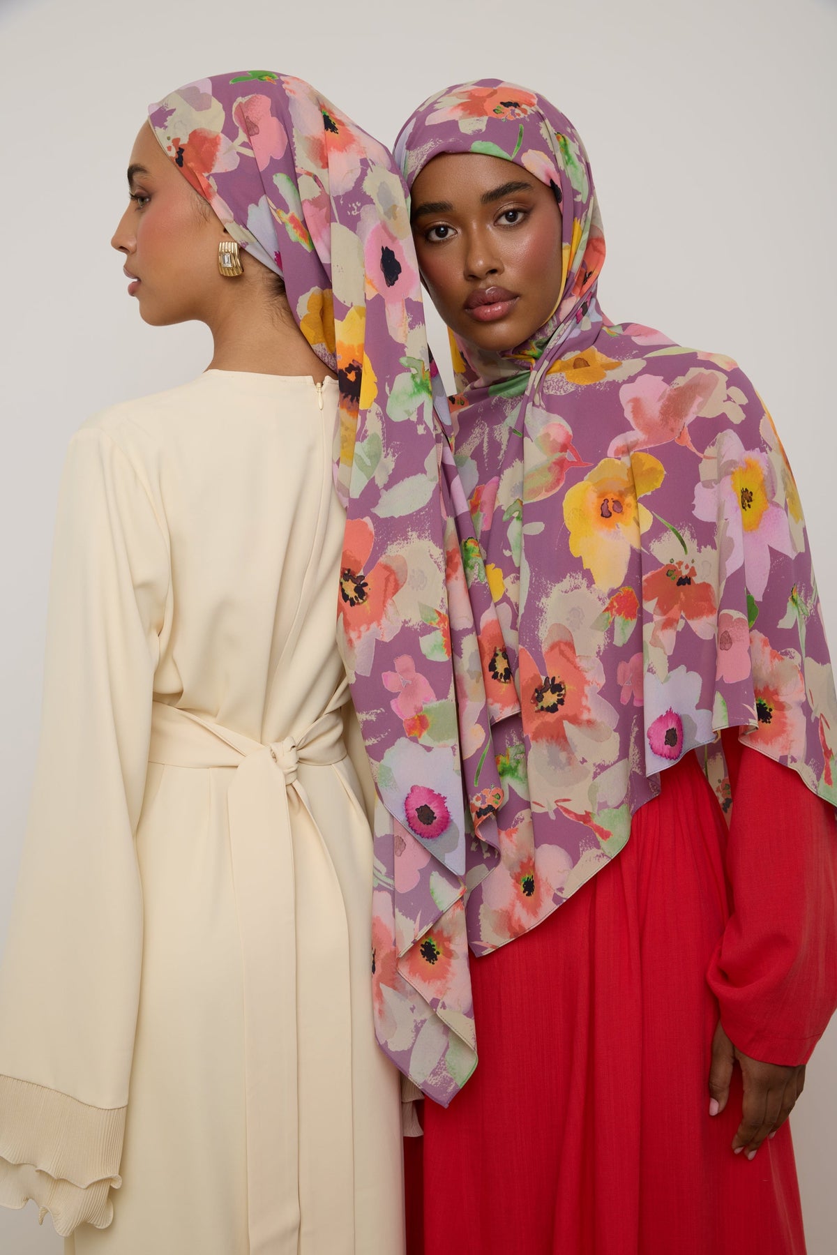 Printed Chiffon Hijab - Purple Floral