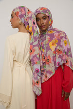 Printed Chiffon Hijab - Purple Floral