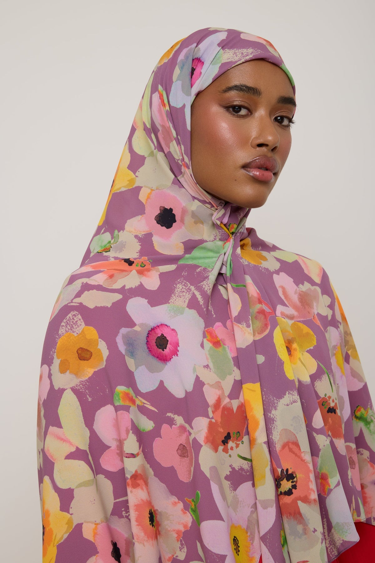 Printed Chiffon Hijab - Purple Floral