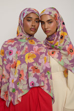 Printed Chiffon Hijab - Purple Floral