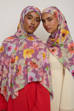Printed Chiffon Hijab - Purple Floral