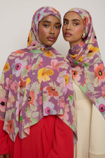 Printed Chiffon Hijab - Purple Floral