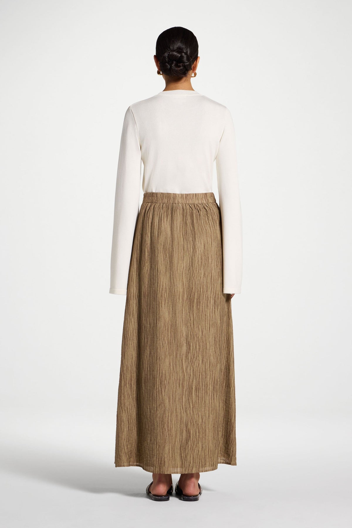 Printed Maxi Skirt - Brown