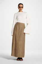 Printed Maxi Skirt - Brown