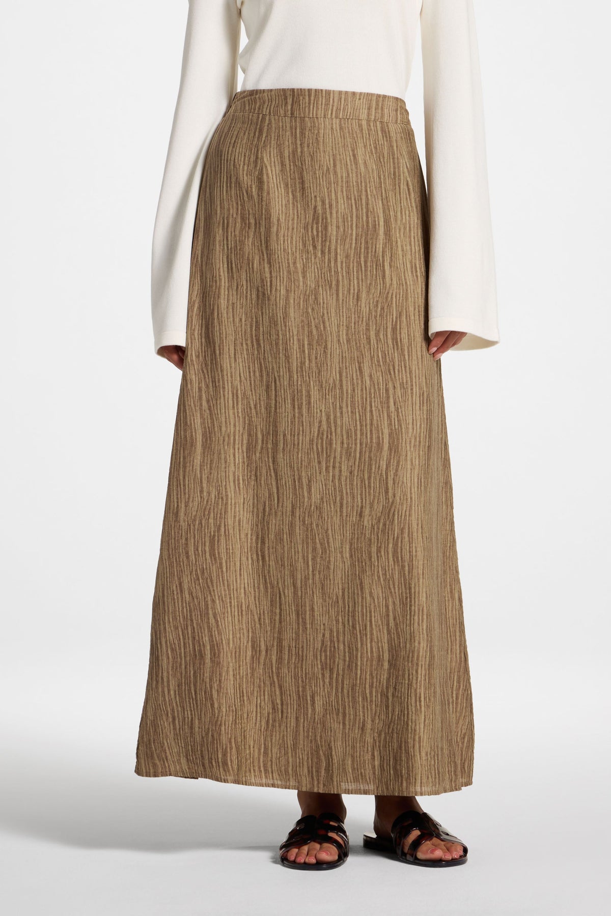 Printed Maxi Skirt - Brown