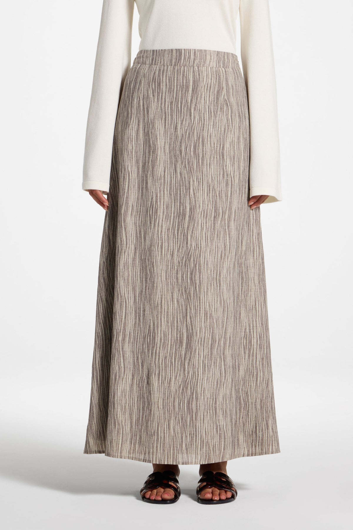 Printed Maxi Skirt - Taupe