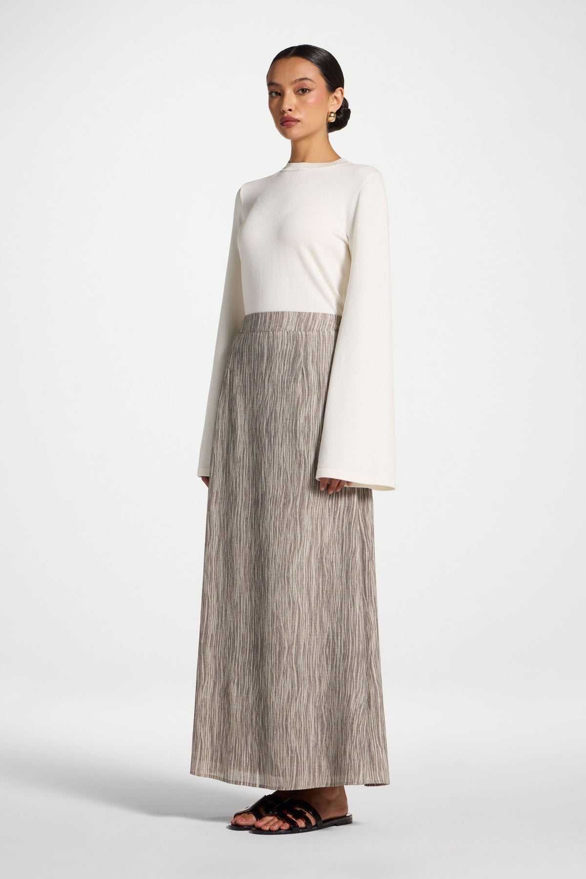 Printed Maxi Skirt - Taupe