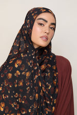 Printed Modal Hijab - Black Leopard Bloom