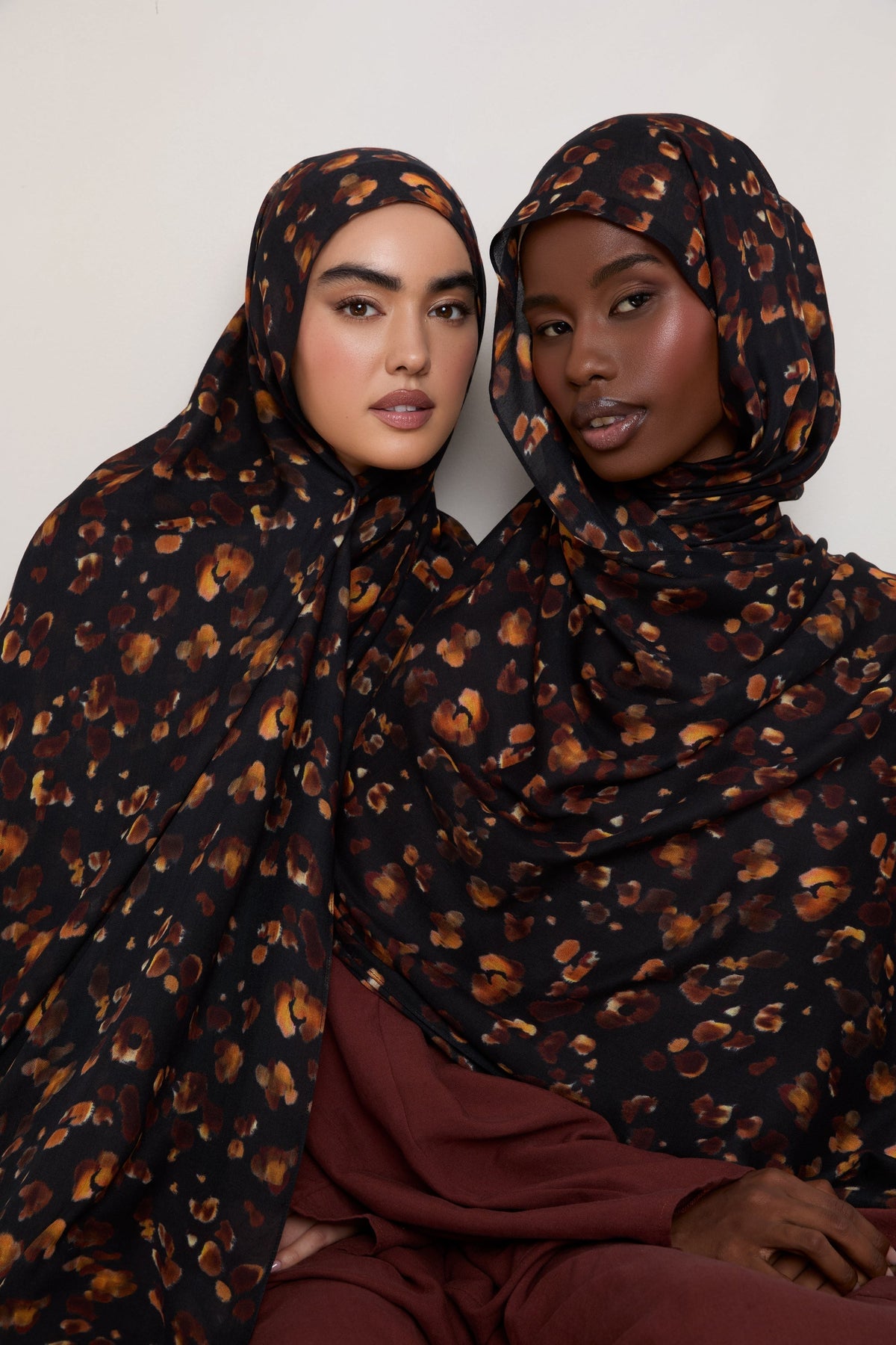 Printed Modal Hijab - Black Leopard Bloom
