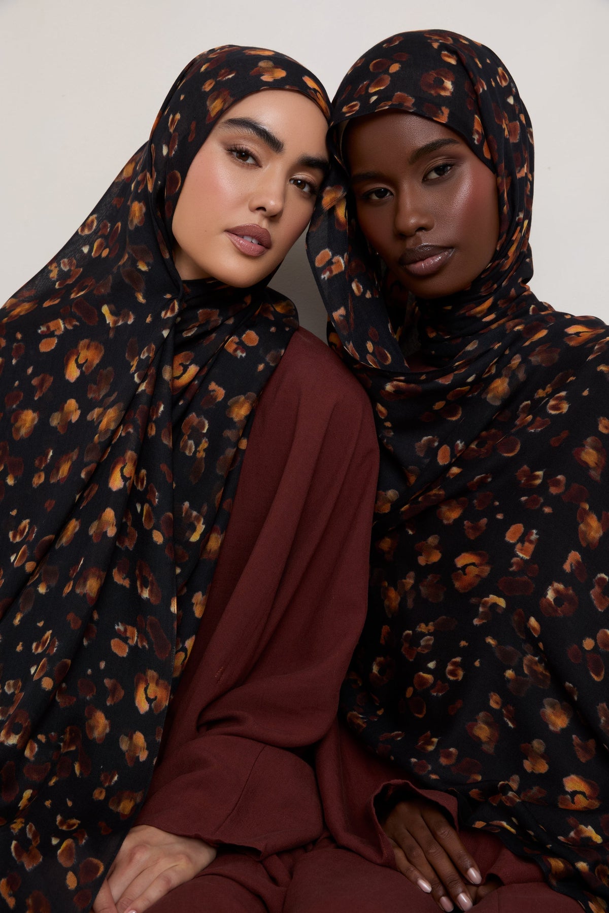 Printed Modal Hijab - Black Leopard Bloom