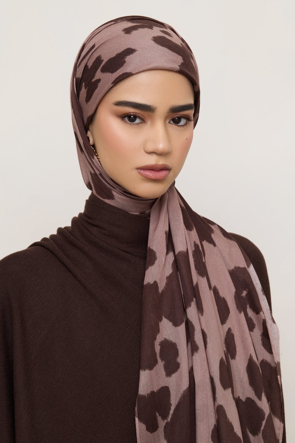 Printed Modal Hijab - Chocolate Hide